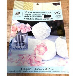 White & Gold Foil Cardstock Pad 6" X 8" 20 Sheets DCWV Stack For Crafting & Scra